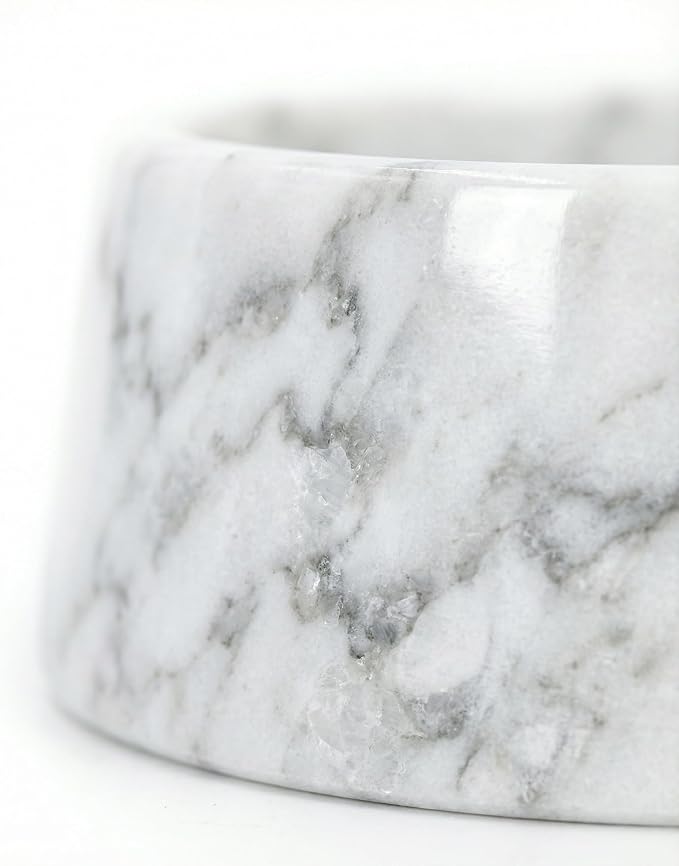 OOBOOB Natural Marble Dog Bowls, Non-Slip Heavy Weight Dog Food Bowl & Dog Water Bowl with Minimalist Design, Premium Marble Texture Pet Bowl for Small to Medium Dogs & Cats