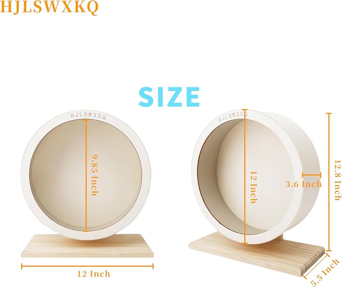 12 in Large Silent Exercise Hamster Wheel – Wooden Hamster Wheel with Removable Washable Track, Quiet Wheel for Gerbils, Mouse, Syrian Hamster,Hedgehog