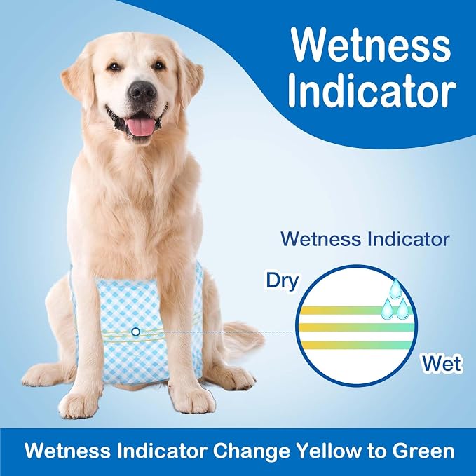 Disposable Belly Bands for Male Dogs, Puppy Diapers Male with Wetness Indicator, Super Absorbent Soft Male Dog Diapers, S, 40 Count