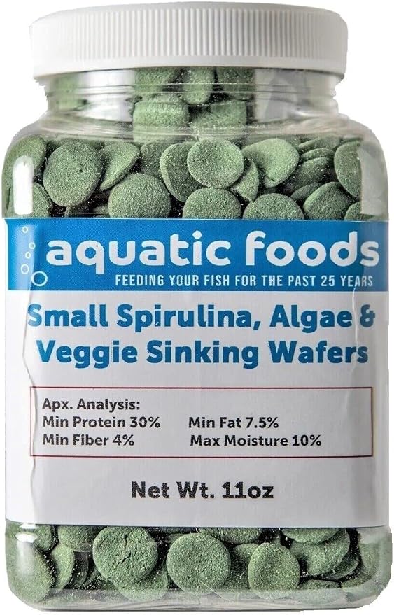 Wafers of Spirulina, Algae & Veggie 12mm - 1/2" Small Sinking Wafer for Shrimp, Snails, Crabs, Crayfish, Catfish, Plecos, All Tropical Fish, Turtles, AFI Wafers...11oz Small Jar