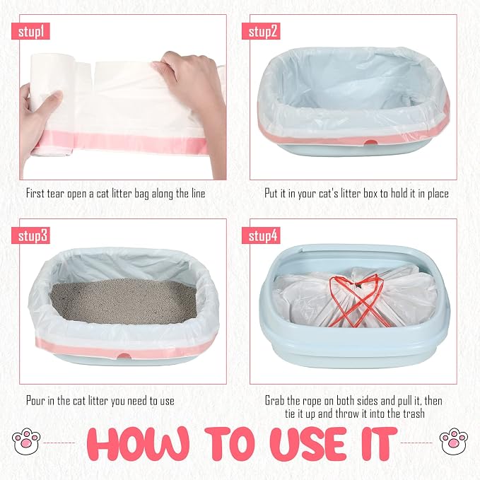 120 Count Large Cat Litter Box Liners 31 x 18 Inch Drawstring Litter Bags Cat Pan Portable Liners for Pets
