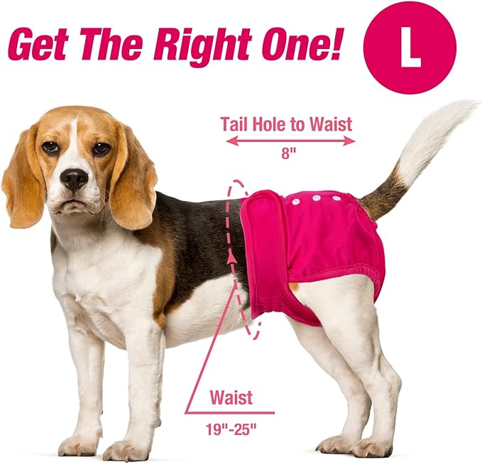 Pet Soft Washable Female Diapers (3 Pack) Female Dog Diapers, Comfort Reusable Doggy Diaper for Girl Dog in Period Heat (Classy, L)