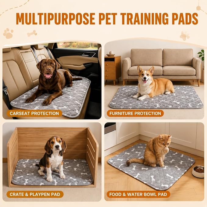 Washable Pee Pads for Dogs & Cats, Super Absorbent Reusable Puppy Pads, Anti-Slip Pet Potty Training Pads, Leakproof & Waterproof Dog Mat for Puppy, Dogs, Cats, Adults, Housebreaking (Small, 16"×24")