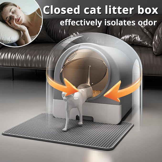 Oneluck Dome Litter Box, Drawer Type Large XL Cat Toilet, Covered Hidden Dog Proof,with Scoop,Mat, for Odor Control and Less Trackin(19.7" L x 16.5" W x 16.5" H)