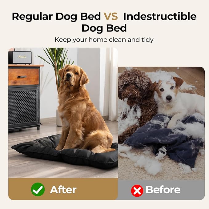 Chew Proof Indestructible Dog Bed - Durable Dog Bed for Aggressive Chewers, Machine Washable & Waterproof Indoor Outdoor Crate Pad, Tough Kennel Pad for Small Dogs (X-Small (17"x23"))