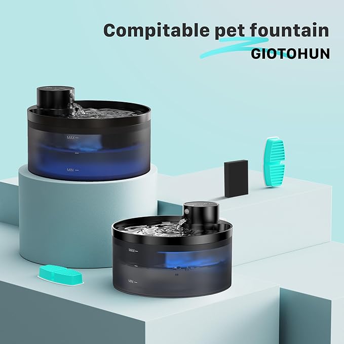 GIOTOHUN 12 Cat Water Fountain Filters: Cat Fountain Filter - 6 Carbons + 6 Foams - Suitable for Pet Dispenser Wireless (B0CPHQ12FV)
