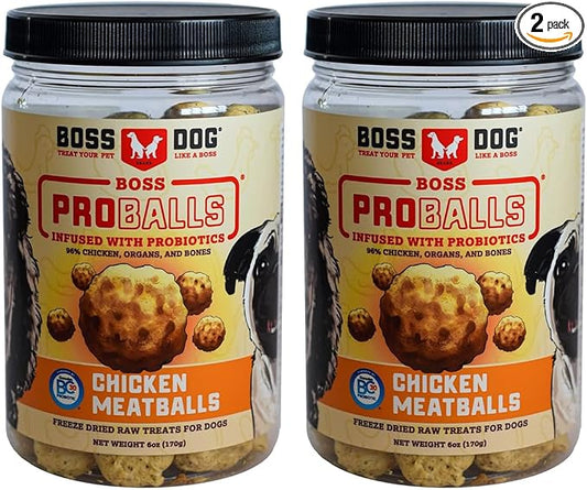 Boss Dog Boss Proballs Meatball Treats for Dogs & Cat, Chicken Recipe, 6 oz Jar (Jar of 2)