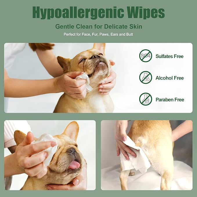 ATIFBOP Dog Wipes for Paws and Butt, Hypoallergenic Pet Grooming Wipes, 400 Wipes for Cleaning & Grooming Moisturizing Coconut, Aluminum Moisture-Lock Seal