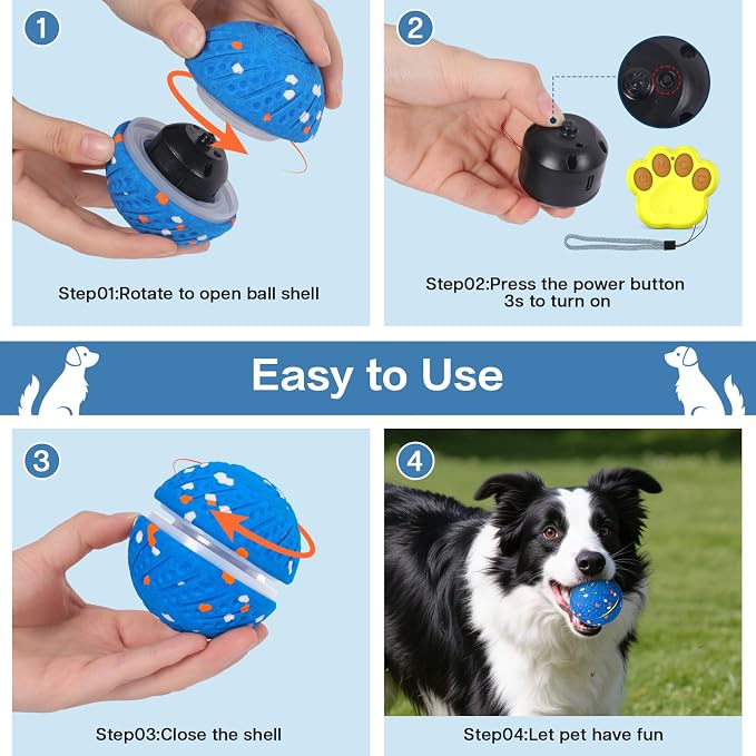 Interactive Dog Ball, Remote-Controlled Moving Dog Toy with Colorful Lights, 3 Interactive Modes and TPU Material, Bouncing Ball for Dogs to Keep Them Entertained