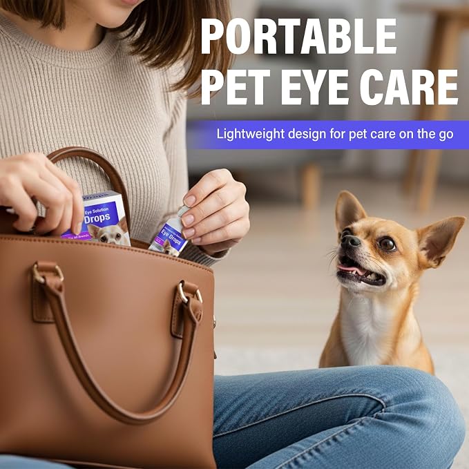 Dog Eye Drops, Premium Eye Drops for Dogs to Flush & Soothe, Advanced Dog Eye Wash for Daily Care & Tear Stain Prevention, Effective Dog Eye Infection Treatment, 10ml/2 Bottles