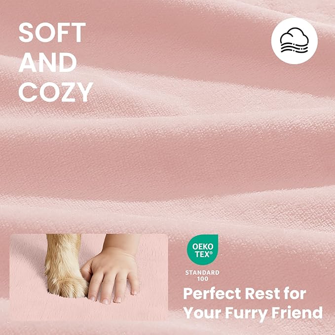 OhGeni Orthopedic Waterproof Dog Bed for Large Dogs, Machine-Washable Removable Cover in Easy-Clean Fabric, Reversible Memory Foam & Easy-Carry Handle, Suitable for Crate, 41 inch (Pink)