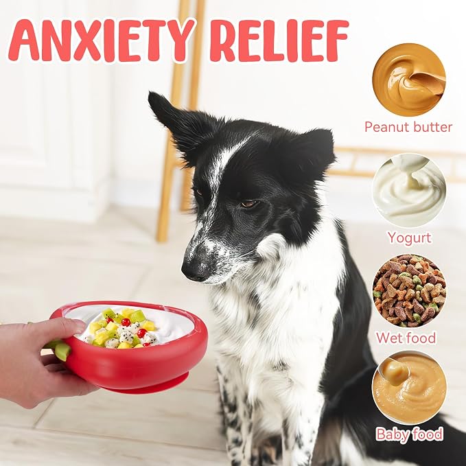 Freeze Dog Lick Bowl, Animire Non-Slip Slow Feeder Lick Mat for Dogs, Silicone Dog Enrichment Bowl for Distraction Anxiety Relief Boredom, BPA Free, Dishwasher Safe(Red,S)