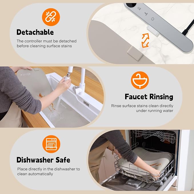 Homelove Warming Mat for Food - Electric Warming Tray with 7-Level Temperature and 6-Level Hours Setting, Full Surface Heating, Waterproof Dishwasher-Friendly Food Warmer for Parties, Kitchen (Khaki)