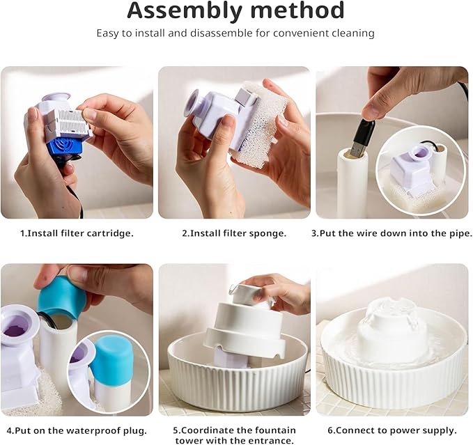 Ceramic Cat Water Fountain, 2.1L/71oz Cupcake Pet Water Fountain for Cats and Dogs, Automatic Pet Drinking Fountain,Double Filtration System, Easy to Clean (White Fountain with 2 Water Pumps)