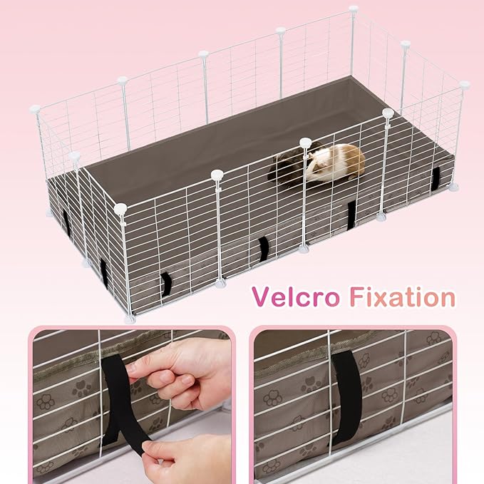 Funfurry Waterproof Guinea Pig Cage Liner,Washable Tarp Bottom Base,Cage Liners for Small Animals,Hamster Chinchilla Hedgehog Ferret Rabbit. (Tan Brown-Paw, 12" X 24")