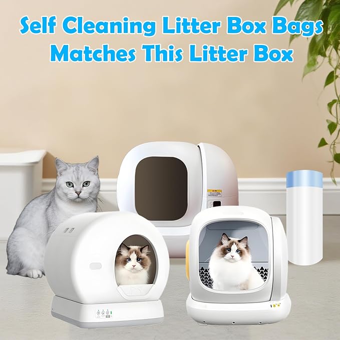 Cat Litter Bags 60 Count, 26.37"X15.74",Tear-Resistant Litter Box Liners,Automotic Litter Box Waste Bags,Thick Heavy Duty Drawstring Replacement Cat Box Liners Kitty Liter Bags for Cat Poop
