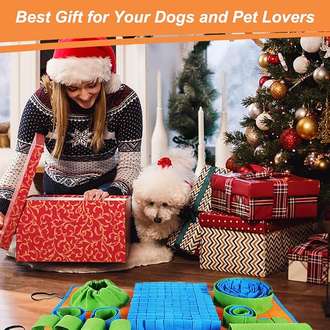 Vivifying Snuffle Mat for Dogs, Interactive Dog Puzzle Toy for Boredom and Mental Stimulation, Enrichment Feeding Game Sniff Mat Helps Slow Eating and Keep Busy