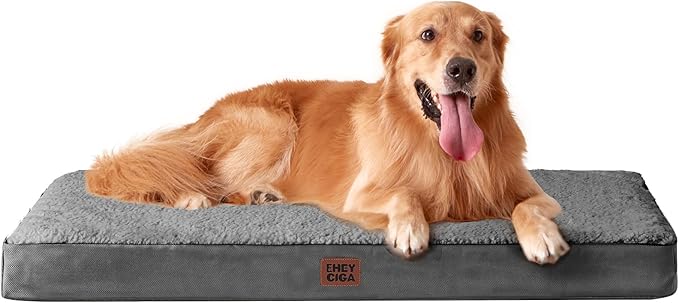 EHEYCIGA Orthopedic Dog Beds for Dogs with Removable Washable Cover for Crate,Grey, 36x27