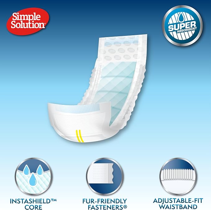 Simple Solution Disposable Dog Diapers, Wraps for Male Dogs, Puppy Diaper, Potty Training, Puppy Essential, Absorbent, Wetness Indicator, For Medium Pets, 15 – 23 Inch Waist (M,12 Count)