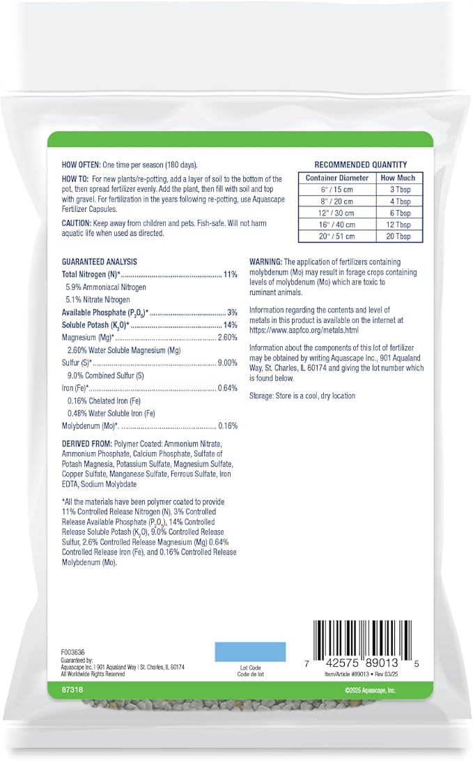 Aquascape Once-A-Year Pond Plant Fertilizer, Granular Formula, 2 lb (907 g), Supports Strong Aquatic Plant Growth, 89013