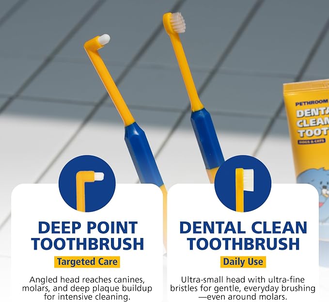 PETHROOM] Pet Dental Toothbrush for Cats and Small Dogs - Soft Bristle Deep Cleaning, Toothbrush Set for Dogs & Cats – Ultra-Fine Bristles for Precise Dental Care (Deep Point/Extra Small)