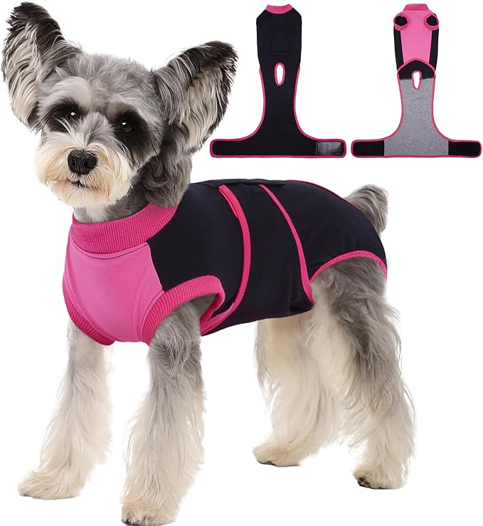 Kuoser Recovery Suit for Dogs After Surgery, Soft Dog Surgery Suit Female Male, Breathable Pet Surgical Recovery Shirt, Anti Licking Dog Onesie for Abdominal Wounds Cone Alternatives, Black S