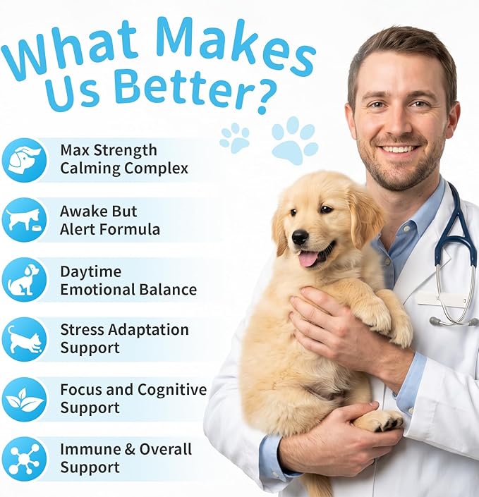 Calming Chews for Dogs - Advanced Calming Treats for Dogs Anxiety, Stress, Separation, & Thunder, Relaxation with Ashwagandha & L-Theanine, Non-Drowsy Alternative to Melatonin, Chicken Flavor, 45Ct