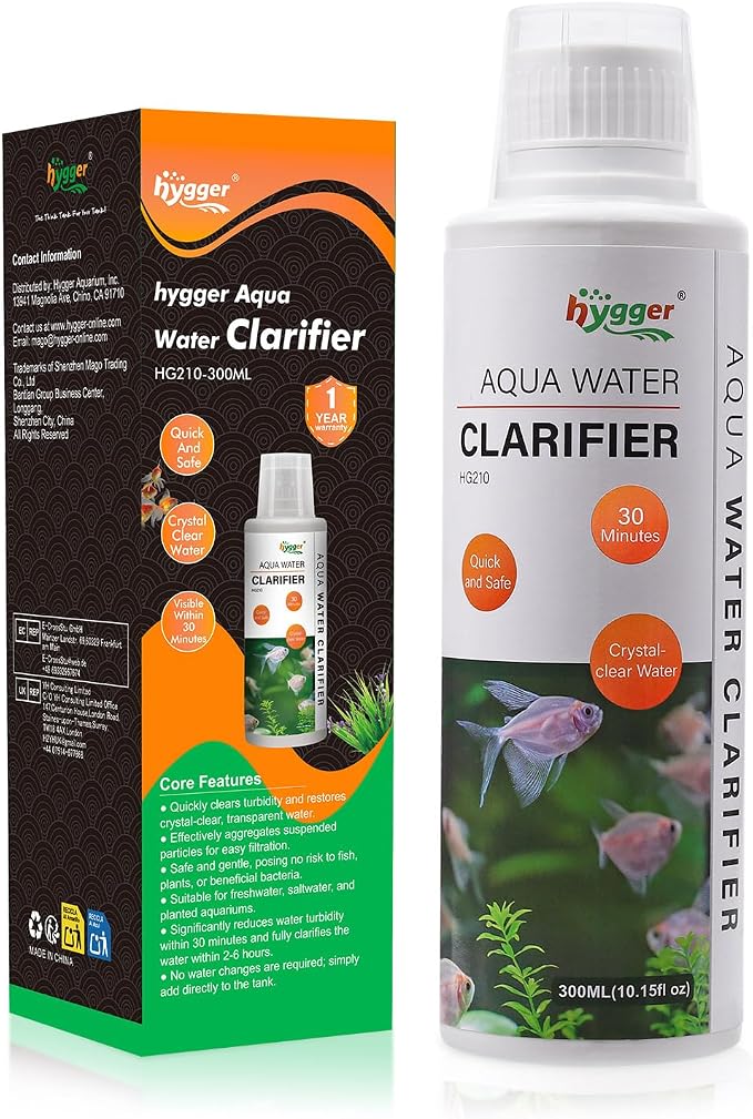 hygger Aquarium Water Clarifier, Water Clarifier for Fish Tank, Clears Cloudy Water for Freshwater and Saltwater Tanks, 300 ML