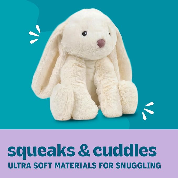 Calming Plush Dog Toy with Squeaker, Ultra-Soft Floppy Cuddle Companion, Lavender Scented, Bunny, Large, 11.8”