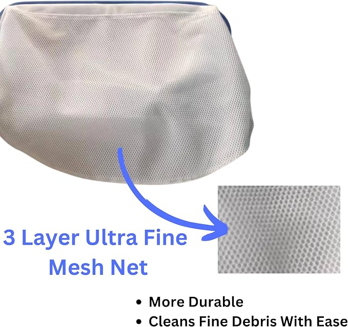 Professional 19" Fine Mesh Pool Skimmer Net - Triple Layer Net for Fine Debris Cleaning