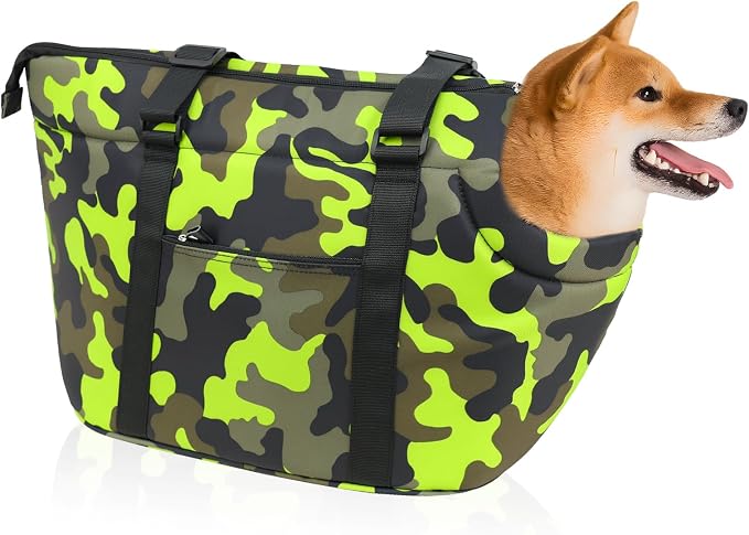 10mm Padded Tote Bag Carrier for Dog Cat Below 15.5lb/7kg-Camouflage Green