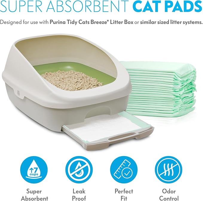 Paw Inspired Cat Pads, Generic Refills for Tidy Cats Breeze Litter Box System, Disposable Kitty Litter Liners, Super Absorbent Pee Pads, 16.9 x 11.4 Inch (Original/Unscented, 20 Count)