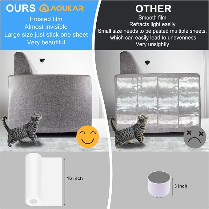 Anti-Cat Scratch Furniture Protector from Cats scratching-16-Pack Clear Sofa Guard Tape for Couches, Deterrent Pet Protection Film to Stop Cats Clawing Corners & Edges