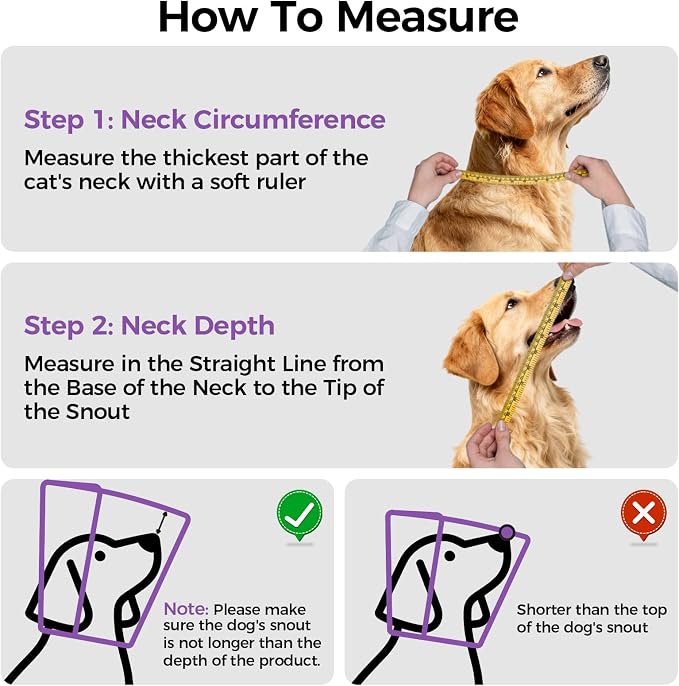 Soft Elizabethan Collar for Dogs After Surgery, Comfortable Protection Alternative for Surgery, Spay, Injury, Skin Treatment, Anti-Licking Recovery Cone Comfortable Neck Guard, Purple, Size L