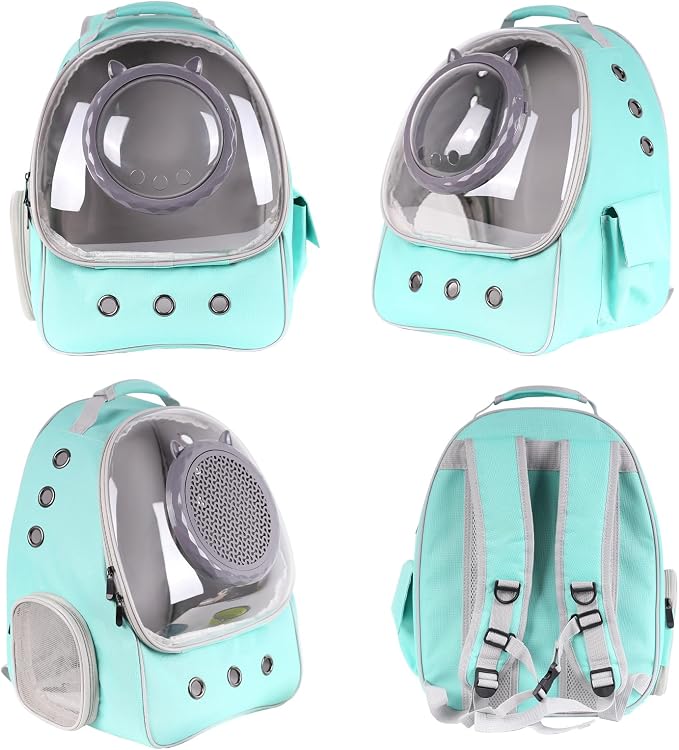 Green Cat Backpack,Cat Bubble Backpack, Cat Bag Carrier with Bubble Dome for Hiking, Travel, Outdoor Cycling,Airline Approved, Fit up to 18 lbs.