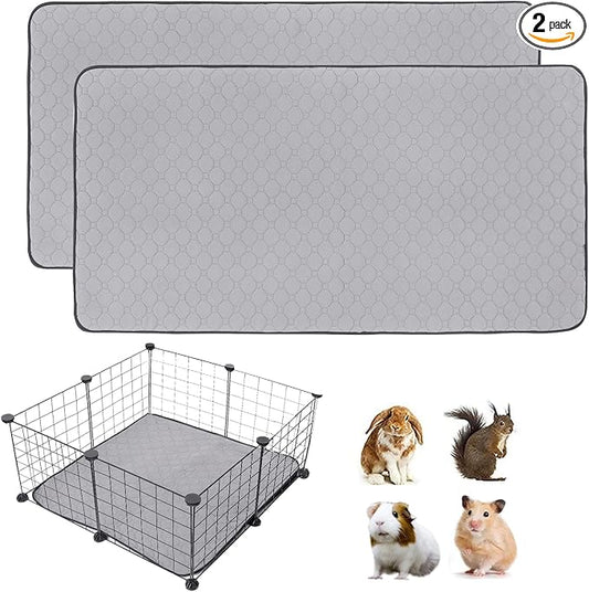 2Pack Guinea Pig Cage Liners, 28''X28'' Washable Guinea Pig Pee Pads, Non Slip Reusable Super Absorbent Guinea Pig Training Mat Bedding Fleece for Small Animals Hamster Rabbit Chinchilla Rat