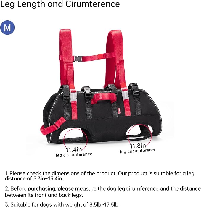 Wakytu Dog Emergency Rescue Sling - Lightweight Packable Lift Harness with Handle - Safe Transport for Small Medium Dogs - Ideal for Hiking Skiing（8.5-17.5lbs）