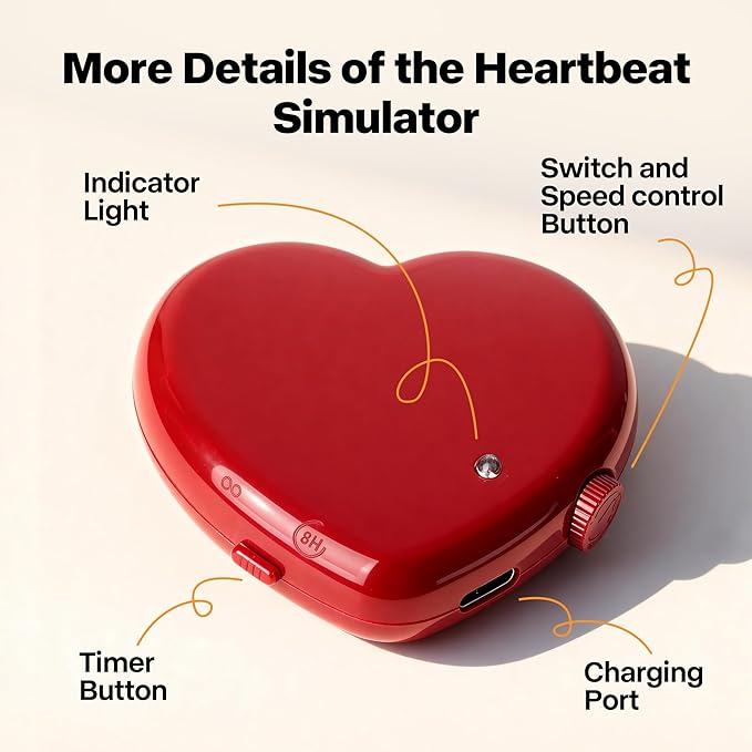 Pet Prime Rechargeable Heartbeat Simulator for Anxiety Dogs with Auto 8H Timer & Adjustable Speed,Suitable for Heart Beat Plush Toys