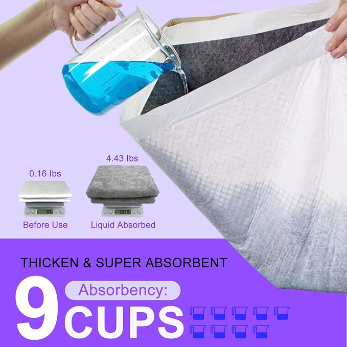 Boscute Lavender Scented Thicken 6 Layers Heavy Absorbent 30"x36" Pet Training Dog Pee Pads, Extra Large Polymer Leak-Proof Quick Dry Puppy Pee Pads, Disposable Pee Pads for Dogs Cats Rabbit 100Counts