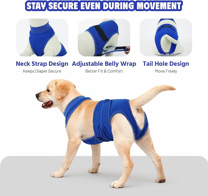 Dog Diapers Female Male，Washable Reusable Period Diapers & Belly Bands, Adjustable Abdominal Wounds Bandages for Heat Cycles & Incontinence, After Surgery, Anti-Harassment or Senior Dogs