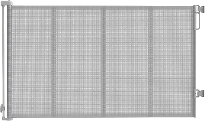 42'' Extra Tall Retractable Baby Gates with Reinforced Strip, Mesh Saftey Gate for Pets, 71'' Wide Retractable Gate, Anti-Escape Tall Dog Gates, No Drilling, Retractable Gate for Indoor/Outdoor,Grey
