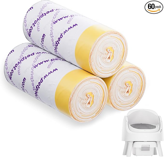 Autoscooper 11 Replacement Litter Box Liners - Drawstring Design, Extra Thick Heavy Duty, 23.62"×11.81", 60 Pack