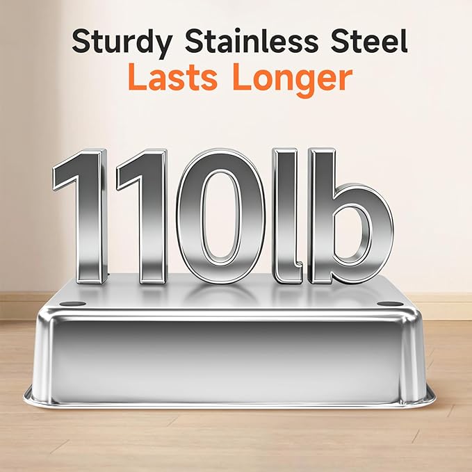Stainless Steel Cat Litter Box for Small Cats, Odor Free Metal Litter Box with High Sides Lid, Open Top Low Entry Litter Pan Include Scoop Easy Cleaning Kitty Cat Box Anti-Urine Leakage, Non-Sticky