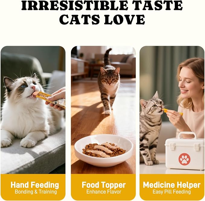 Lickable Cat Treats, High Moisture Hydrating Creamy Puree Squeeze Tubes, Variety Pack, 72 Tubes 0.5oz, Grain-Free, Omega Oils & Vitamin E, Skin & Coat Health, Digestive and Immune Support
