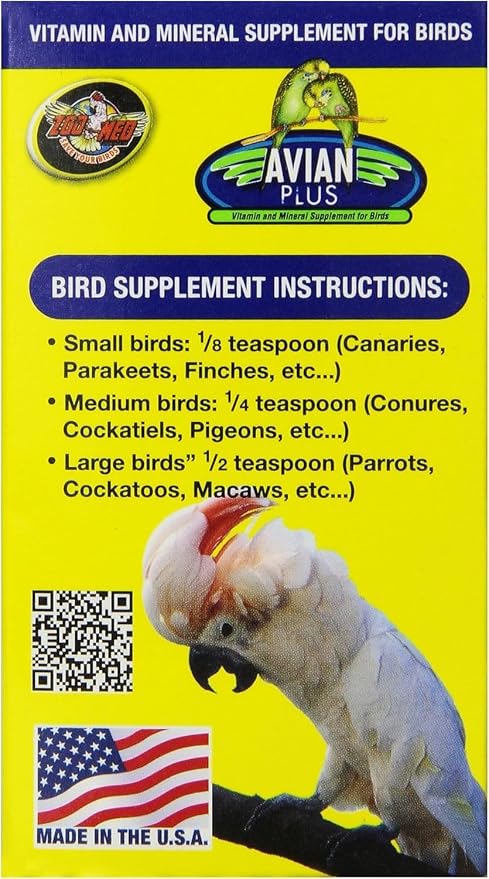 Zoo Med Avian Plus Vitamin & Mineral Supplement for Birds, 16oz