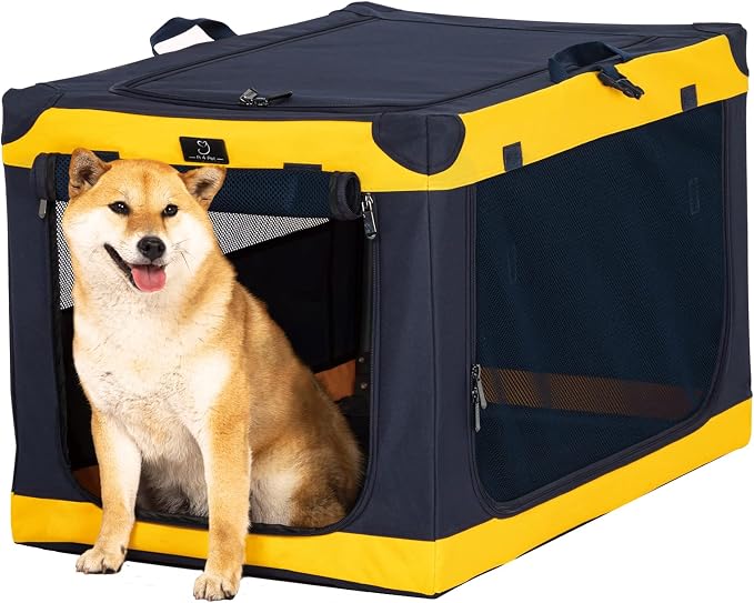 Soft-Sided Dog Crate 36 Inch Large by A4PET, Foldable Collapsible Soft Crate for Large Dogs, Breathable Mesh Panels, Washable, Patented Screw Frame, Portable Travel
