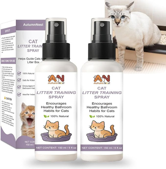 Cat Litter Training Spray, 2 Pack (300ml Total) – 150ml Each Natural Attractant for Cats & Kittens – Helps Guide Proper Litter Box Use – Indoor Toilet & Litter Box Training Aid