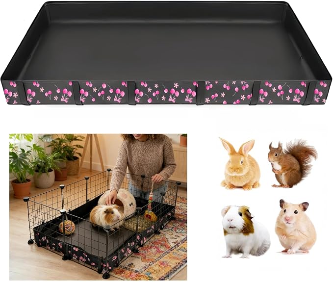 DZWLKJ Guinea Pig Cage Liner,Washable Tarp Bottom Base,Cherry Graphic,24"x36", Reusable for Rabbit, Chinchilla, Hedgehog, Ferret & Other Small Animals.