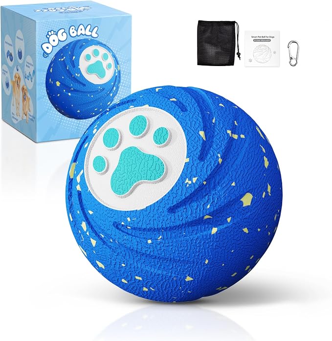 Lovkid Smart Interactive Dog Toys – Vibrating & Rolling Chew-Resistant E-TPU Dog Ball for Aggressive Chewers, USB-C Rechargeable and Waterproof, Keep Dogs Busy and Entertained(Blue)