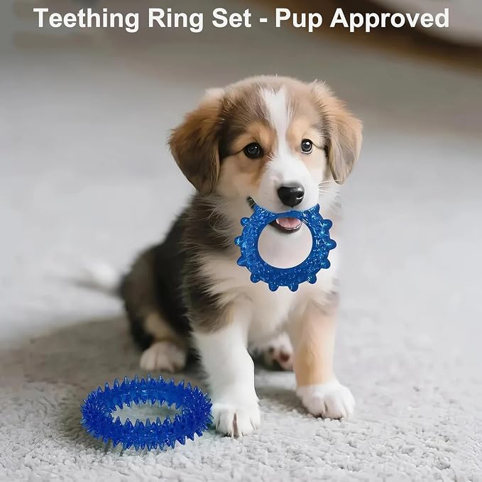 Puppy Chew Toys 20 Pack for Teething and Fun, Dog Toys for Small Puppies Bulk with Various Rubber Rings, Ropes and Balls for Interactive Play, Teeth Cleaning & Relief